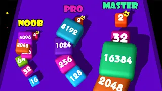 2048 Snake 3D (CUBE MERGE) Unlock 4096 8192 16384 | Level 4-5-6 | Noob Pro Master Android Gameplay