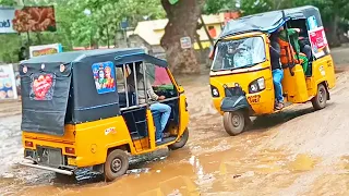 PIAGGIO Ape, Bajaj Maxima, Mahindra ALFA "Autorikshaw 3 wheelers" auto's in Mud Road driving skills