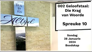 Sondag 28 Januarie2024 002 Geloofstaal Spreuke 10 Die krag van woorde