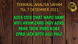 TEKNIKAL ANALISA SAHAM TGL 7 DESEMBER 2021