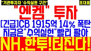 [엔켐] "긴급전략" CB 전환사채 1915억 14% 대규모 물량 "매도 물량" 터진다! 지금은 "수익실현" 빨리 팔아라! '2차전지' 신용전망 강등 쇼크! 주가 향방은?