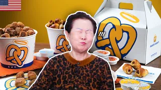 Korean Grandma Tries AUNTIE ANNE'S for the first time