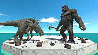 War on Island | Infernals + Zilla vs Mutant Primates + King Kong - Animal Revolt Battle Simulator