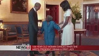 106-year-old woman dances when she meets President Obama & First Lady