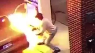 Man trying to kill spider ignites gas pump fire