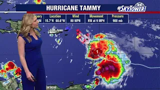 Hurricane Tammy impacting the Caribbean