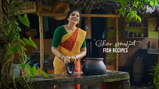 Pomfret Fish Recipes | Kerala Style Fish Curry | Steamed Fish in Banana Leaves | Village Lifestyle.