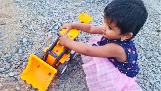 Small Girl Loading Dust To HMT Tractor Trolly | Transport | Tractors | JCB | Toys | Bhoom Toys