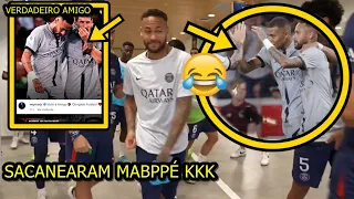 Neymar faz homenagem a Messi e galera faz zueira com Mbappé no vestiário do PSG