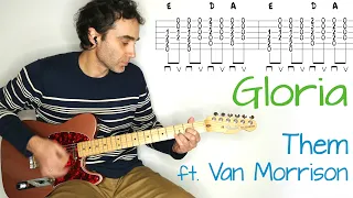 Gloria - Them - ft. Van Morrison - Guitar lesson / tutorial / cover with tab