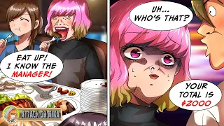 She invited her friends to eat for free because she's "friends with the manager" but... [Manga Dub]
