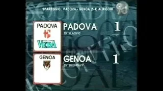 PADOVA-GENOA 1-1 (5-4 AI RIGORI) SPAREGGIO FIRENZE 10-6-1995 AMIPIA SINTESI