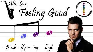 Feeling Good - Alto Saxophone Beginner Sheet Music with Easy Notes & Letters