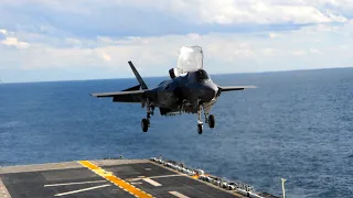 F-35B Vertical Landing On USS Aircraft Carrier