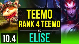TEEMO vs ELISE (JUNGLE) | 3.0M mastery points, Rank 4 Teemo, 2000+ games | NA Grandmaster | v10.4