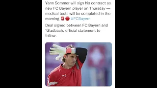 Yann Sommer will sign his contract as new FC Bayern player on Thursday