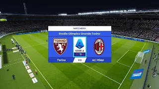 Torino vs AC Milan | Stadio Olimpico Grande Torino | 2023-24 Serie A | PES 2021