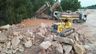 Part 58| Next Step Big Land Filling Techniques Skill Operator, Dozer Move Rock Clearing Level,D68E