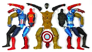 Merakit Mainan Red Spider-Man vs Black Spiderman vs Thanos Armor vs Captain America Avengers Marvel