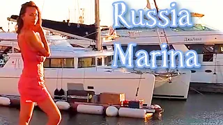 Russia Sea Beach Marina Sochi Evening | Walking tour Film