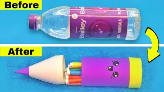 DIY Pencil box with water bottle || How to make cute pencil box from water bottle