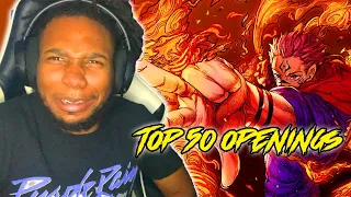 THE BEST LIST?! TOP 50 ANIME OPENINGS *REACTION* ! (2023 EDITION)