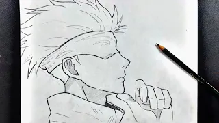 Anime sketch || how to draw gojo satoru step-by-step