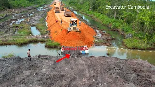 Amazing Last Update Connecting Road 100 % By Many Dump Truck Unloading And Bulldozer Pushing Dirt