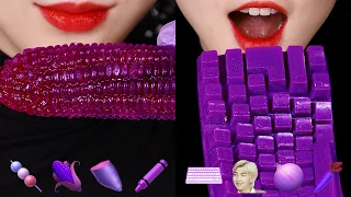 TIKTOK EMOJI MUKBANG ASMR TIKTOK EMOJI FOOD CHALLENGE #25 PURPLE FOOD CHALLENGE 🍇