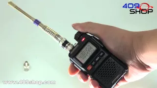 Use SMA - female to BNC- female RF Adaptor Connect Radio Antenna