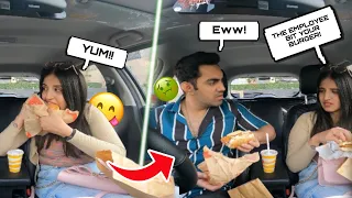 BITING MY BOYFRIENDS FOOD THEN BLAMING IT ON DRIVE THRU WORKER!!! *HE FREAKED OUT*