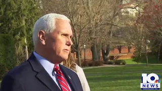 Former Vice President Pence Mike Pence speaks ahead of event at Washington & Lee