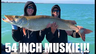 54" MUSKIE! | Handlebarz Fishing | Lake Saint Clair, Ontario
