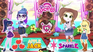 My talking angela 2 💜 Twilight Sparkle 🆚 Apple Jack 💛 Little Pony Human Cosplay🌈🎀