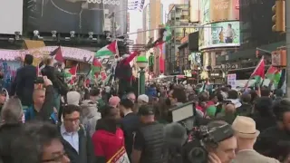 Pro-Palestinian demonstrators rally in Times Square