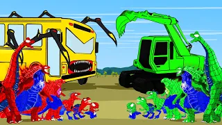 SPIDER BRACHIOSAURUS vs T-REX DINOSAUR, GODZILLA, SHARK, Excavator, Car: Who Is The King Of Monsters