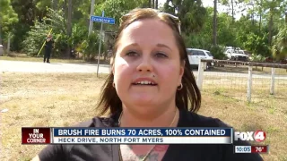 Crews battle brush fire in North Fort Myers