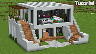 Minecraft: How to Build a Modern House Tutorial (Easy) #35 +Interior video in the Description!