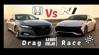 هونداي النترا أن ضد هوندا اكورد 2،0 | Hyundai Elantra N vs Honda Accord 2,0L Drag Race