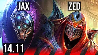 JAX vs ZED (TOP) | 75% winrate, 8/1/5, Legendary | EUW Master | 14.11