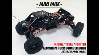 SCX24 INJORA ALUMINUM ROCK RACER BUILD: MAD MAX - FURITEK KOMODO, TREAL H.C. LINKS, & NEW PARTS!