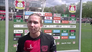 Interview mit Bayer 04 Leverkusen Spielerin Elisa Senß nach das Frauen Bundesliga Spiel gegen Bayern