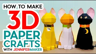 How to Assemble 3D Paper Crafts | Beginner Friendly | DIY Halloween Black Cat!