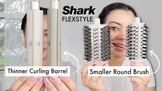 Trying NEW Shark FlexStyle Attachments - SMALLER Round Brush & THINNER Curling Barrel 😱