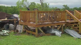 Live: Storm damage in Frost in Navarro County, Texas