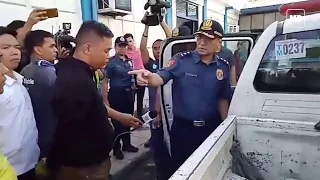 NCRPO chief Guillermo Eleazar confronts two police officers from QCPD Novaliches Police Station