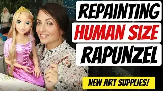 REPAINTING BIG RAPUNZEL DOLL / HAUL&TEST NEW ART SUPPLIES ARTEZA   POPPEN ATELIER