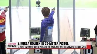 S. Korea wins gold in women′s shooting, 25-meter pistol and men′s Sepaktakraw