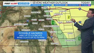 Severe storms possible today and tonight mainly across the Eastern Plains