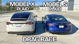 Tesla Model S Plaid VS Model X Plaid: DRAG RACE